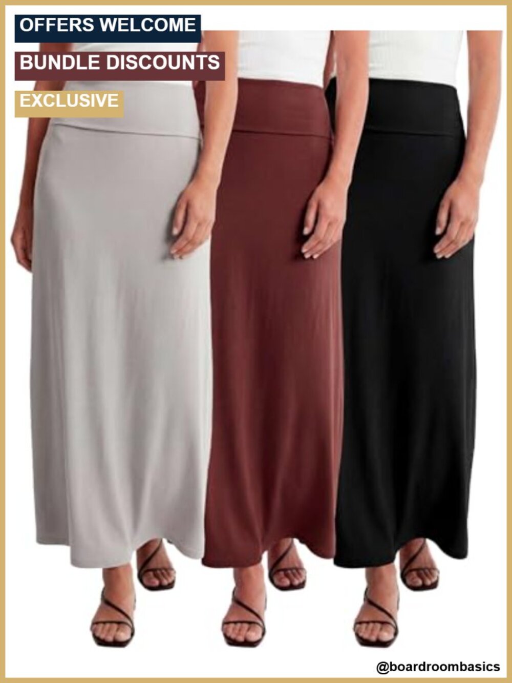 Women's 3 Pack Maxi Skirts Long Flowy High Waisted Summer Work Office